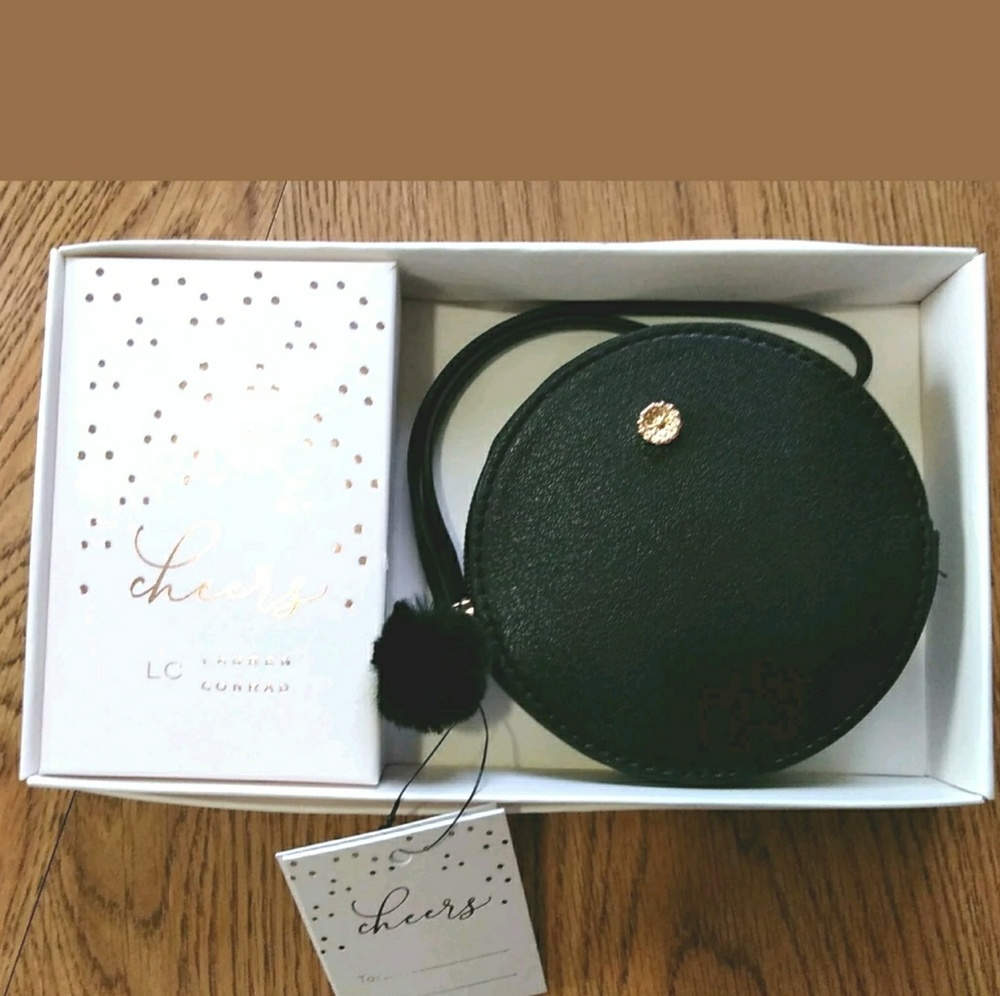 LC Lauren Black Round Novelty Wristlet bag